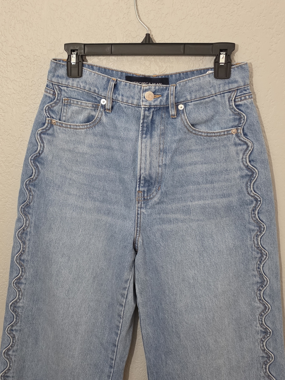 Veronica Beard Taylor Scallop Side High Rise Cropped Wide Leg Jean Nova Women 28 - Picture 3 of 11